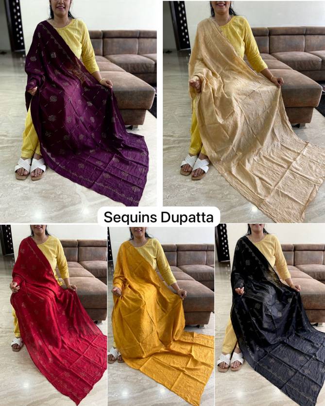 Designer Sequins Heavy Chanderi Dupatta Wholesale Shop In Surat
